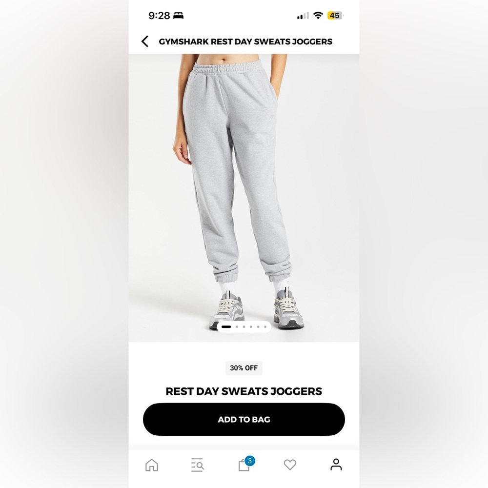 Gymshark Gray Track Pants Tapered Fit